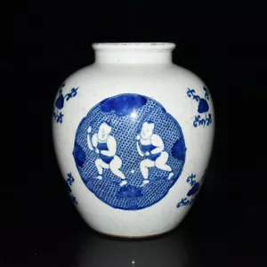 Schöne chinesische Handmalerei blau-weiß Porzellan Junge Kanne - Bild 1 von 9