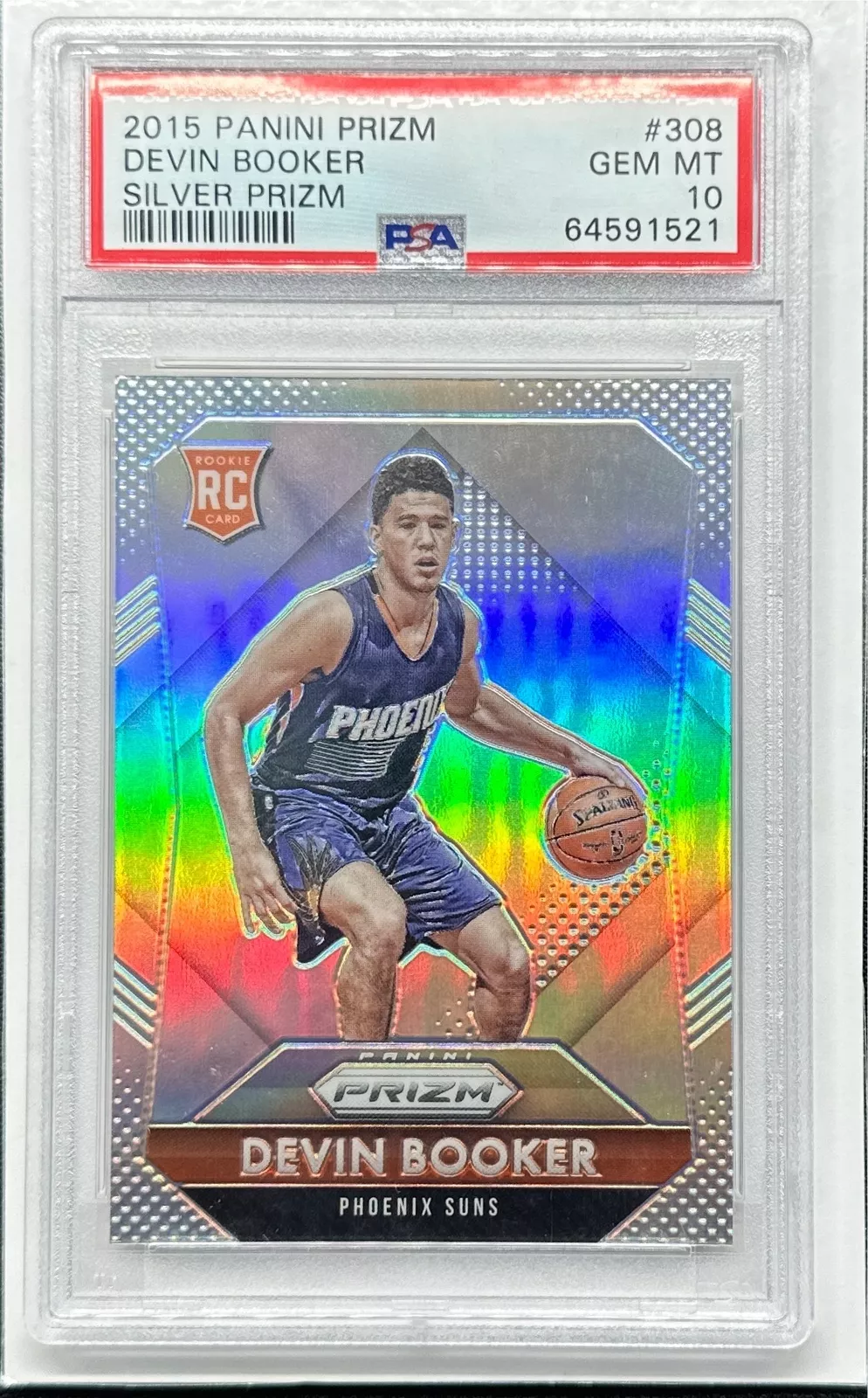 2015-16 Prizm Devin Booker Silver Prizm Rookie RC #308 PSA 10 GEM MINT Suns