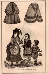Antiguo Arte Victoriano Impresión Moda Niños Niña Vestido Trabajo de Jardín Mayo 1800 - Imagen 1 de 4