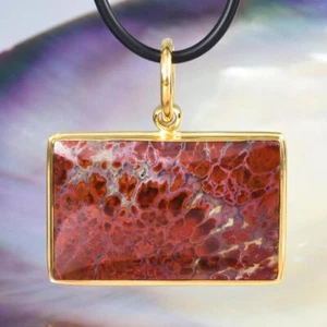 Anhänger Feder Achat Cabochon & Vermeil 18K Vergoldet an Sterling Silber 7.39 G - Bild 1 von 13