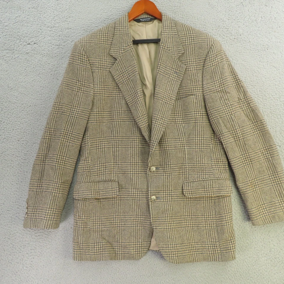 Abrigo Chaqueta Deportiva Orvis Blazer Para Hombre 40L Marrón Azul Pata de Gallo Lana Foto 1 de 4