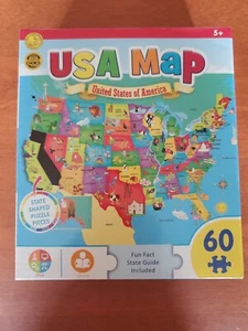 NEW USA Map Puzzle with Fun Fact State Guide - Picture 1 of 5