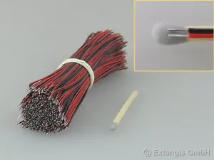 SCHWARZ / ROT abgelängte und verzinnte ZWILLINGSLITZE 0,6 mm/0,04 mm² 100 mm - Bild 1 von 1
