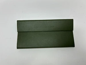 Longchamp Semi-Hard Flat Folding Eyeglasses Case Faux Leather Olive Green 6.5x3" - Picture 1 of 5