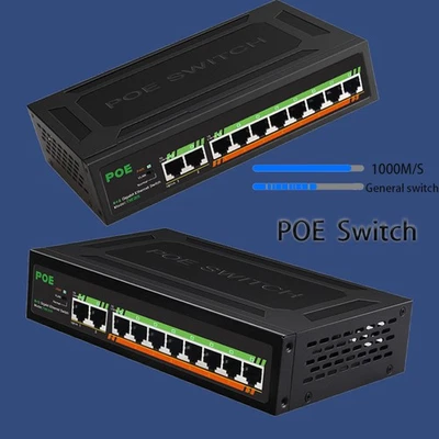 Gigabit POE switch RJ45 HUB Ethernet Network Switch Internet Splitter Converter - Image 1 of 4
