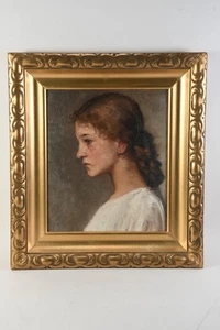 N89F79- Franz Zimmermann Gemälde Portrait junge Frau im Seitenprofil monogr. - Picture 1 of 12