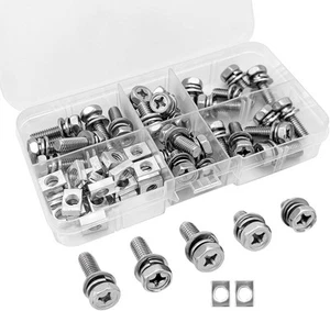60 PCS Battery Bolts and Nuts, Stainless Steel One Size, Silver - Picture 1 of 6