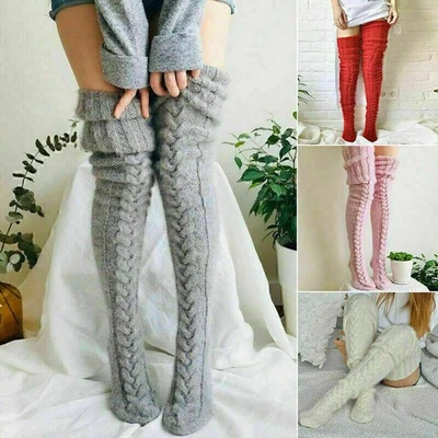 Damen Overknee Stockings Lang Socken Stricke Strümpfe Leggings Kniestrumpf - Bild 1 von 4