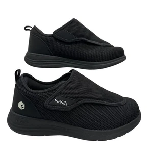 FitVille Diabetic Orthopedic Shoes Women's Extra Wide Slip On Knit Black Sz 9.5  - Picture 1 of 12