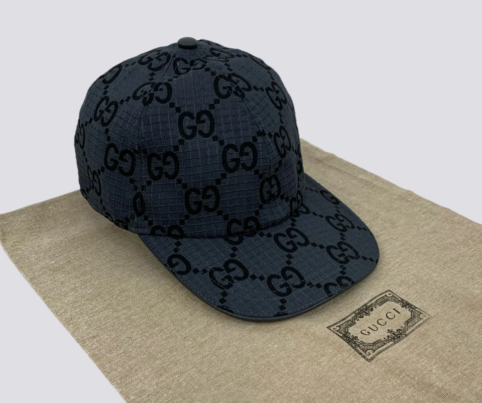 Gucci GG Monograma Ripstop Poliéster Reciclado Gorra de Béisbol Sombrero Gris Talla M Foto 1 de 4