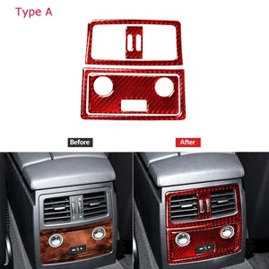 Red Carbon Fiber Rear Air Vent Outlet Panel Cover For BMW 5 Series E60 Type A - Foto 1 di 12