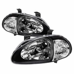 xTune For Honda Del Sol 93-97 Headlights Pair 1Pc Crystal Black - Picture 1 of 2