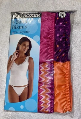 Vtg Joe Boxer Satin String Bikini Panties SZ 8 X LRG 4 Pack RARE UnOpened  New - Image 1 of 2