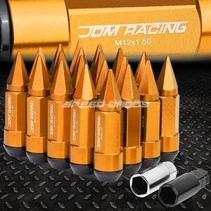 JDM ALUMINUM ORANGE LUG NUTS W/CAP+ADAPTER 20PCS/SET M12X1.5 23MM OD/83MM TALL - Picture 1 of 5