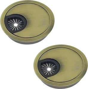 2 PCS Zinc Alloy Desk Cable Grommet, 60mm Cable Hole Cover, Round Desk Wire Hole - Picture 1 of 6