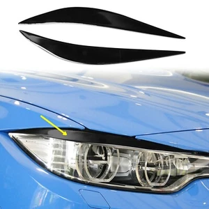 2x Piano Black Headlight Lamp Eyebrow Molding Trim For BMW M3 M4 F32 2014-2017 - Picture 1 of 8