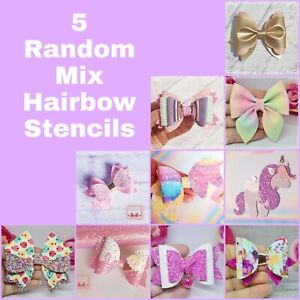 5 random Hair bow craft plastic stencil templates bow shapes diy starter bundle