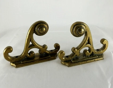 Vtg Heavy Solid Brass Towel Bar Toilet Paper Holder Mounts Only *NO Bar & Screw* Cover