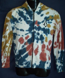 Volcom Cool Stone Full Zip Tie Dye Splash Hoodie Hood Skater Jacket Teen Kids M - Picture 1 of 8