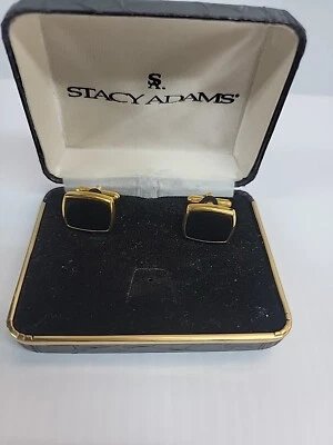 Прямоугольные золотистые запонки Pierre Cardin с центрами из оникса,  - Изображение 1 из 3