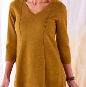 Soft Surroundings Forsythe Sweater Amber Gold Green, Size Large - Picture 1 of 6