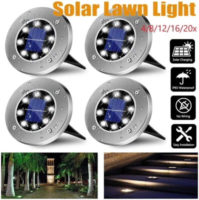 4-20x LED Solarleuchte Solarlampe Bodenstrahler Bodeneinbau Außen Gartenstrahler - Bild 1 von 4