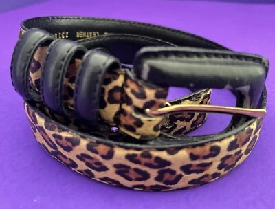 Cinturón de cuero fino pelo de becerro leopardo talla S ¡OFERTA! Foto 1 de 4