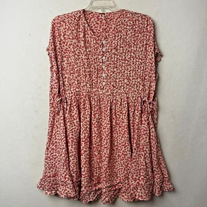 Free People One Fine Day Red Floral Print Flowy Upsized Mini Dress Women’s XS - Foto 1 di 9