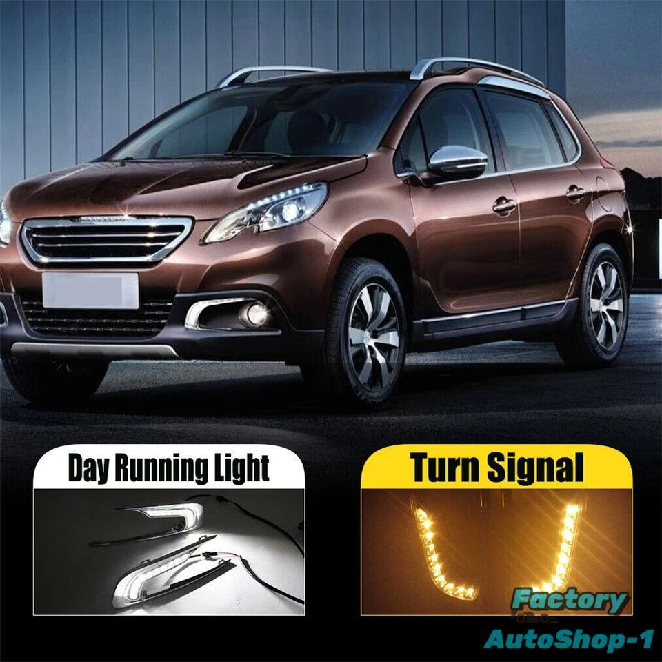 Par de luces de circulación diurna LED antiniebla DRL aptas para Peugeot 2008 2014-2016 Foto 1 de 4