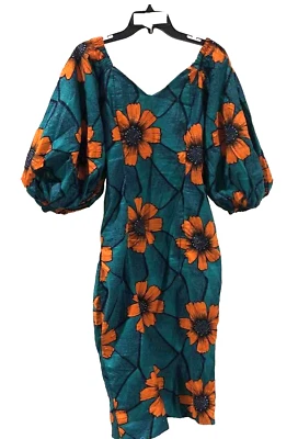 Maxi Vestido Hecho a Mano L/XL Floral Boho Campesino Manga 3/4 Abullonada Cottagecore Pradera Foto 1 de 4