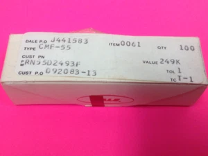 Vishay Dale - Type CMF-55, 249 K ohm Resistors - P/N:J441583 - Qty. 100 - NEW  - Picture 1 of 1