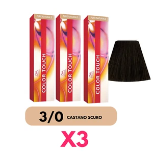 X3 WELLA COLOR TOUCH 3/0 CASTANO SCURO TINTURA SEMI PERMANENTE PURE NATURALS - Foto 1 di 1