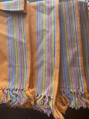 Juego de 4 servilletas de tela boho naranja flecos Foto 1 de 4