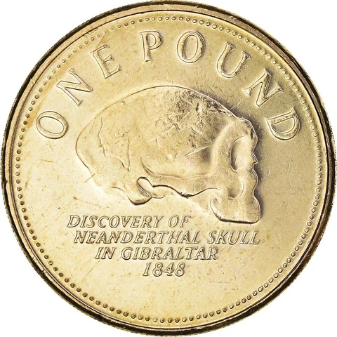 Gibraltarian Coin 1 Pound | Queen | Neanderthal Skull | Gibraltar | 2005 - 2011 Cover