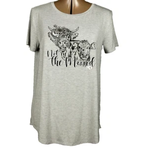 Maurices Cows "Not In The Mooood" Funny Graphic Print Tee Short Sleeve Gray M - Picture 1 of 20