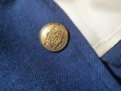 Blazer Abrigo Deportivo Chaqueta 50L Palm Beach Azul Cuadros Lana Lúpulo Botón Dorado Foto 1 de 4