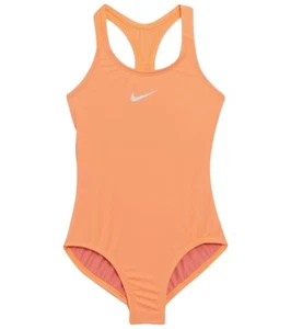 Nike Kids Girl's 236600 Orange Pulse Solid Racerback One-Piece Swimsuit Size S - Picture 1 of 2