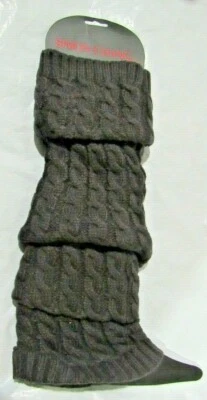 Calentadores de piernas hasta la rodilla Simon Chang gris oscuro/marrón tejido cuerda OSFM 18" Foto 1 de 4