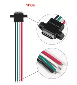 USB Type-C Female Chassis 4 Pin Waterproof Pigtail Cable Extension 4P Bare Wire - Picture 1 of 5