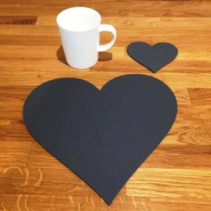 Heart Shaped Mat Acrylic Placemats & Coasters 4, 6 or 8, 27cm 10.5" Many Colours - Picture 1 of 6
