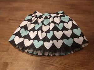 SONOMA GIRLS SKIRT SKORT BLACK WHITE AQUA HEARTS SIZE 7, pre-owned - Picture 1 of 7