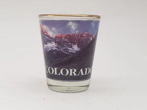Colorado Mountain Scene Shot Glass Gold Rim - Picture 1 of 5