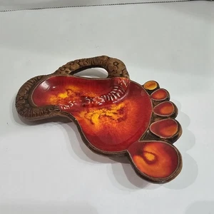 Vintage Treasure Craft #3 Red Lava Foot Ashtray Trinket Dish  Made In USA EUC  - Picture 1 of 8