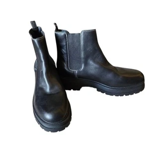 Botas Marc Fisher de cuero negras estilo combate gruesas talla 10 nuevas sin etiquetas - Imagen 1 de 8