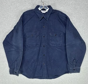 Vintage Five Brother Flannel Chamois Shirt Mens Large Blue Made In USA Chore - Picture 1 of 12