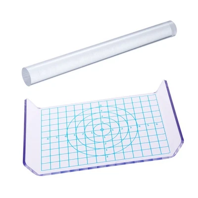 2 Pcs Acrylic Clay Rollers and Sheet Board for Polymer Clay Modelling Use - image 1 of 4
