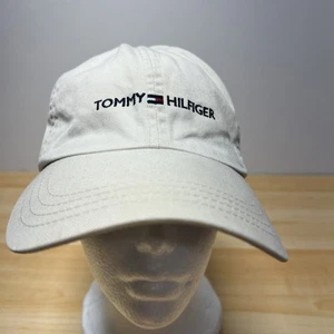 Tommy Hilfiger Hat Off White One Size Embroidered Leather Strap Slideback - Picture 1 of 12
