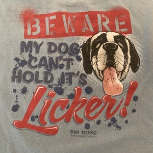 Big Dog Shirt Herren XL grau Beware My Dog Can’t Hold Its Licker lustige Grafik T-Shirt - Bild 1 von 7