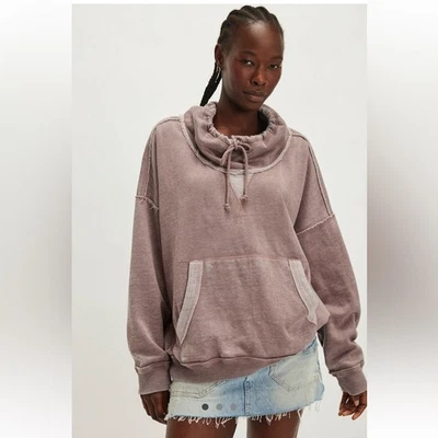 NEW Free People We The Free Nikky Pullover Dusty Purple Mauve Cowl Neck Hoodie - Image 1 of 4