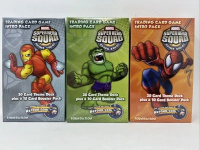 Marvel Superhero Squad Trading Card Game Intro Pack Lot Of 3 Spider Iron Hulk - Image 1 of 3